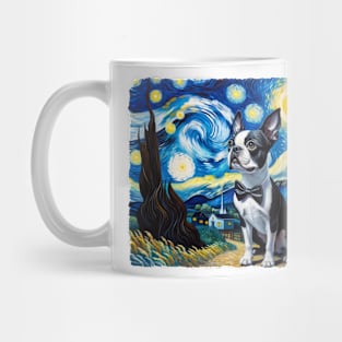 Starry Boston Terrier Dog Portrait - Pet Portrait Mug